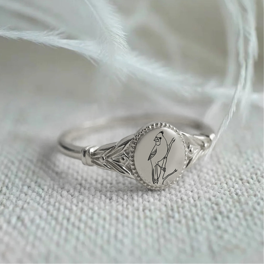  Cardinal Ring Sterling Silver Cardinals Appear When Angels Are  Near Inspirational Heart Red Bird Rings for Women Cardinal Memorial Gifts  Sympathy for Loss of Loved One Size 7: Clothing, Shoes 