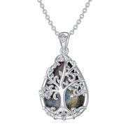 Sterling Silver Labradorite Tree Life Pendant Necklace