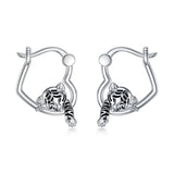 Sterling Silver Tiger Hoop Earrings