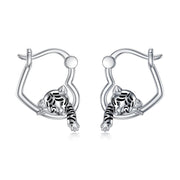 Sterling Silver Tiger Hoop Earrings