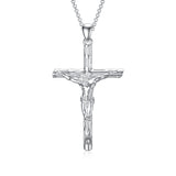 Sterling Silver Jesus Christ Crucifix Large Cross Religious Pendant Necklace