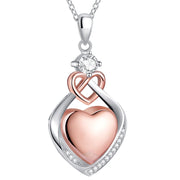 Sterling Silver CZ Heart Urn Necklace for Ashes