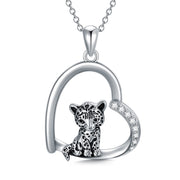 Sterling Silver Leopard  Pendant Necklace