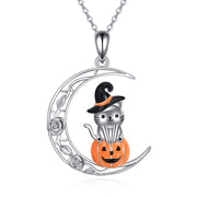 Sterling Silver Ghost Pumpkin Pendant Necklace