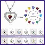 Sterling Silver Personalized Birthstone & Name Heart Shaped Pendant Necklace