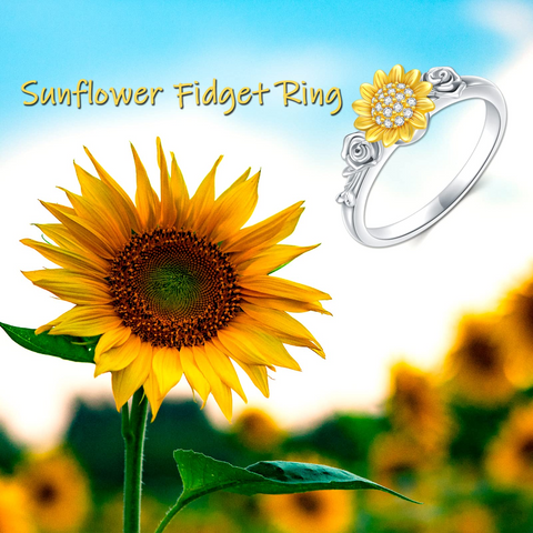 Sterling Silver Sunflower Spinner Ring