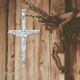 Sterling Silver Jesus Christ Crucifix Large Cross Religious Pendant Necklace