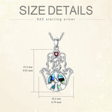 Sterling Silver Hamsa Fatim Blue Eye Pendant  Necklace