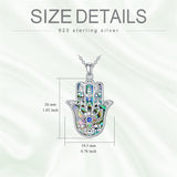 Sterling Silver Hamsa Fatim Blue Eye Pendant  Necklace