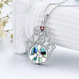 Sterling Silver Hamsa Fatim Blue Eye Pendant  Necklace