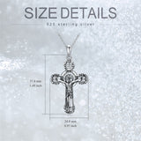 Sterling Silver St. Benedict Crucifix Pendant  Necklace