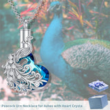 Sterling Silverl Crystal Peacock Urn Necklace for Ashes