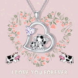 925 Silver Mother Daughter Cow Necklace Cute Necklace for Girlfriend Couples Sister Daughter Mother Birthday Jewelry Gifts